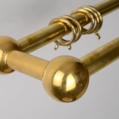 Double Brass Curtain Rod With Rings,DDP shipping