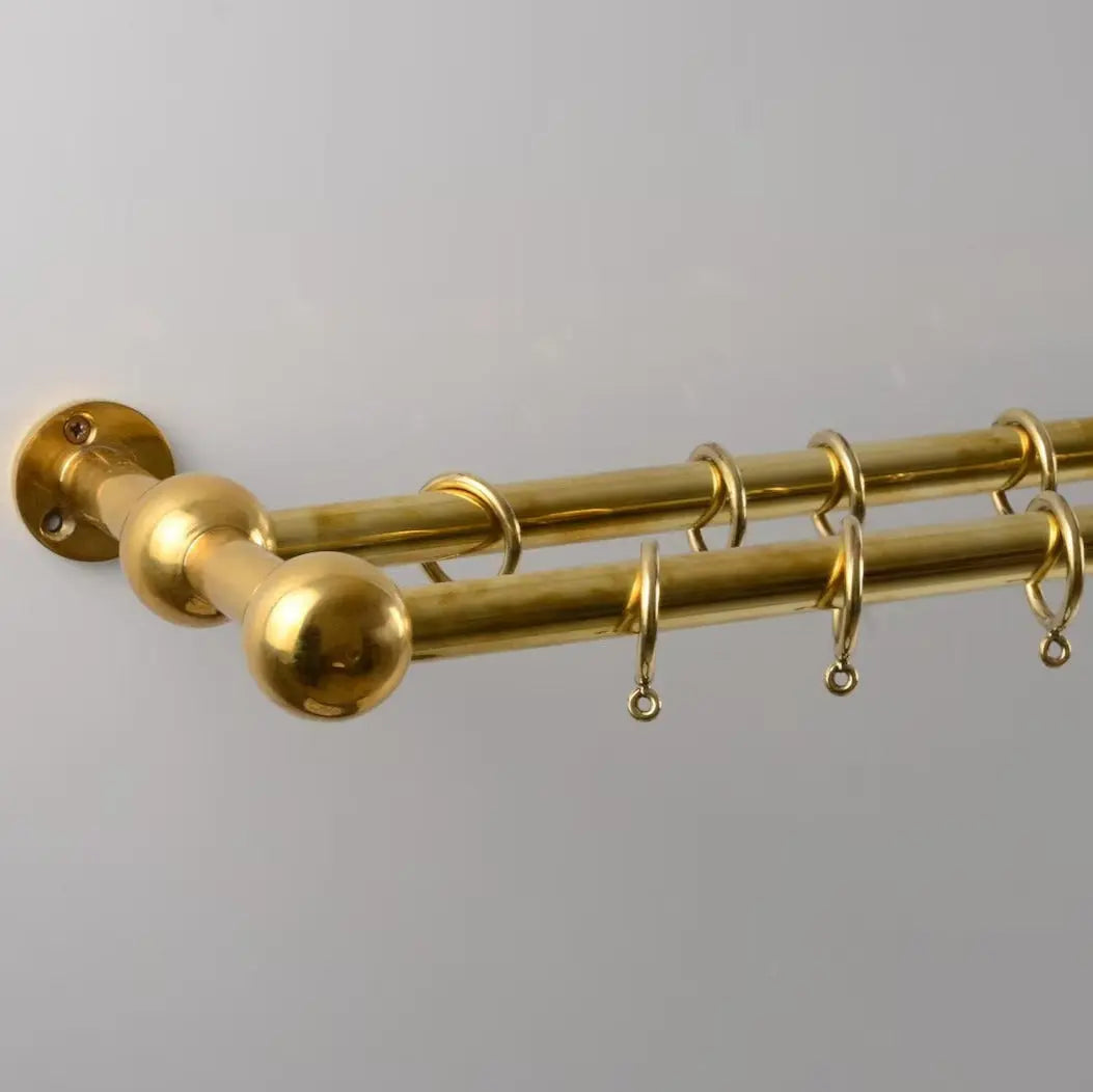 Double Brass Curtain Rod With Rings,DDP shipping