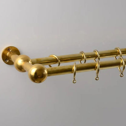 Double Brass Curtain Rod With Rings,DDP shipping