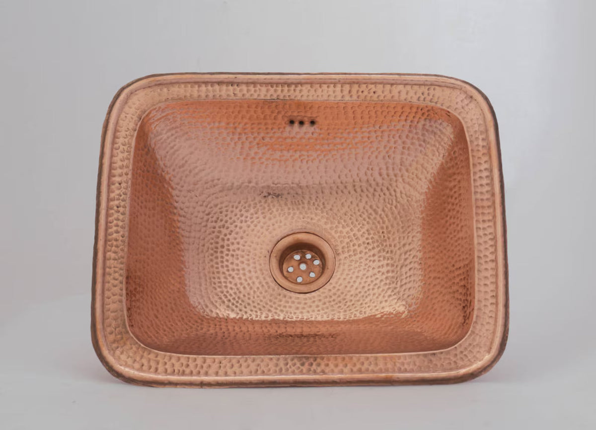 Hammered Copper Sink, Drop-in Brass Bathroom Sink, Antique Copper Sink, Bathroom Aged Copper sink