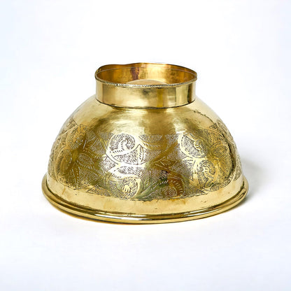 Engraved Brass Bathroom Vessel Sink, Round brass wash basin
