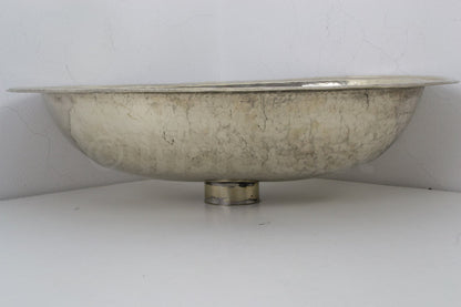 Engraved German Silver Sink, Moroccan Drop In Bathroom Vanity Sink (17.8”x11”)