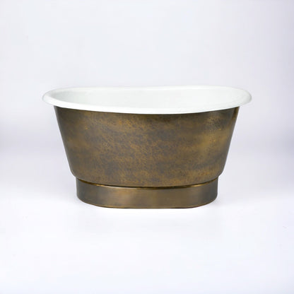 Freestanding Tub-Style Brass Vessel Sink- Hammered Single Bowl Sink
