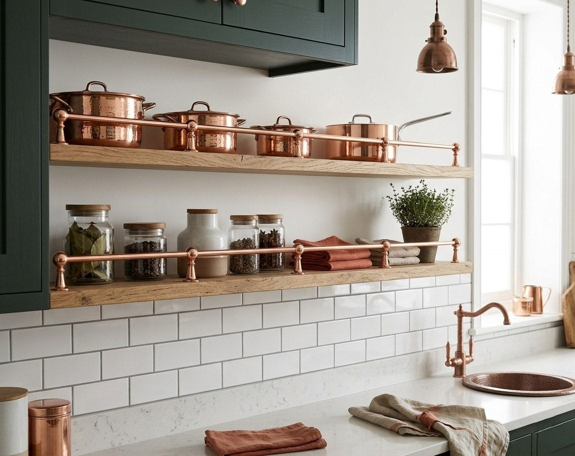 Solid Brass Gallery Rail in Light Copper Finish