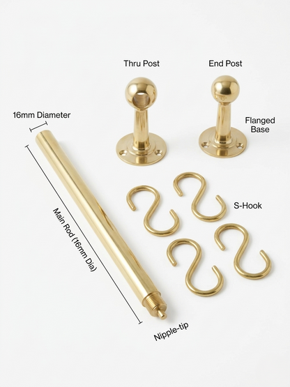 Unlacquered Brass Pot Rail - The Utensil Rail