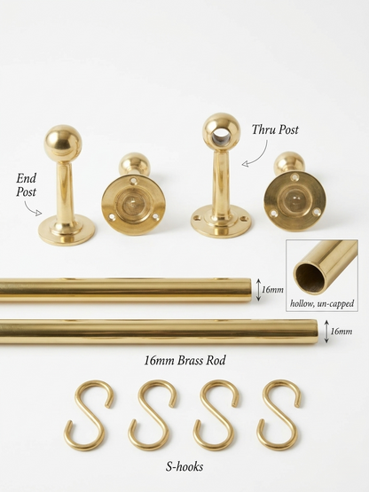 Unlacquered Brass Pot Rail - The Utensil Rail | Noble Brass