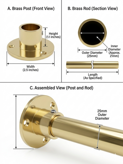 Solid Brass Clothes Rod & Wardrobe Rail System