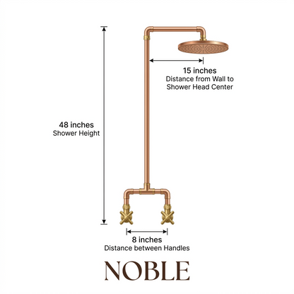 Unlacquered Copper & Brass Outdoor Shower System