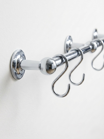 Polished Chrome Pot Rail - The Utensil Rail | Noble Brass