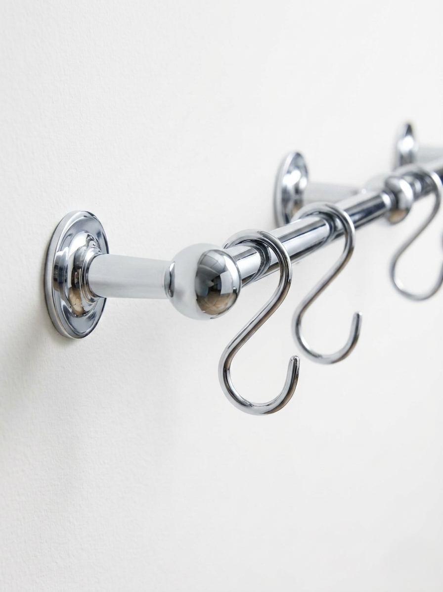 Polished Chrome Pot Rail - The Utensil Rail | Noble Brass