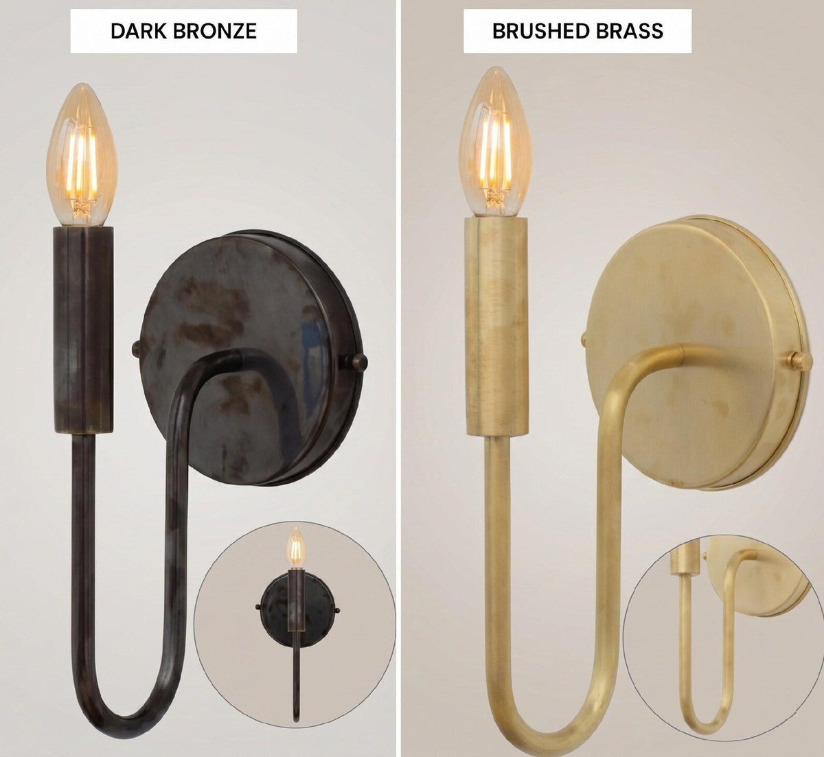 Brushed Brass Wall Sconce Light, Handmade Industrial Wall Lamp, Minimalist Interior Fixture
