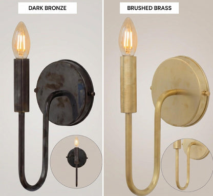 Brushed Brass Wall Sconce Light, Handmade Industrial Wall Lamp, Minimalist Interior Fixture