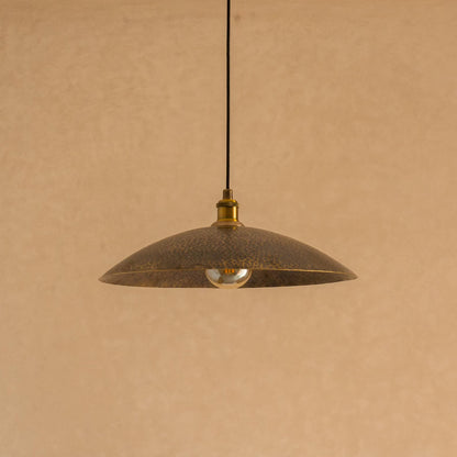 Hammered Pendant Light, Aged Brass Ceiling Shade, Hanging Dish Lamp