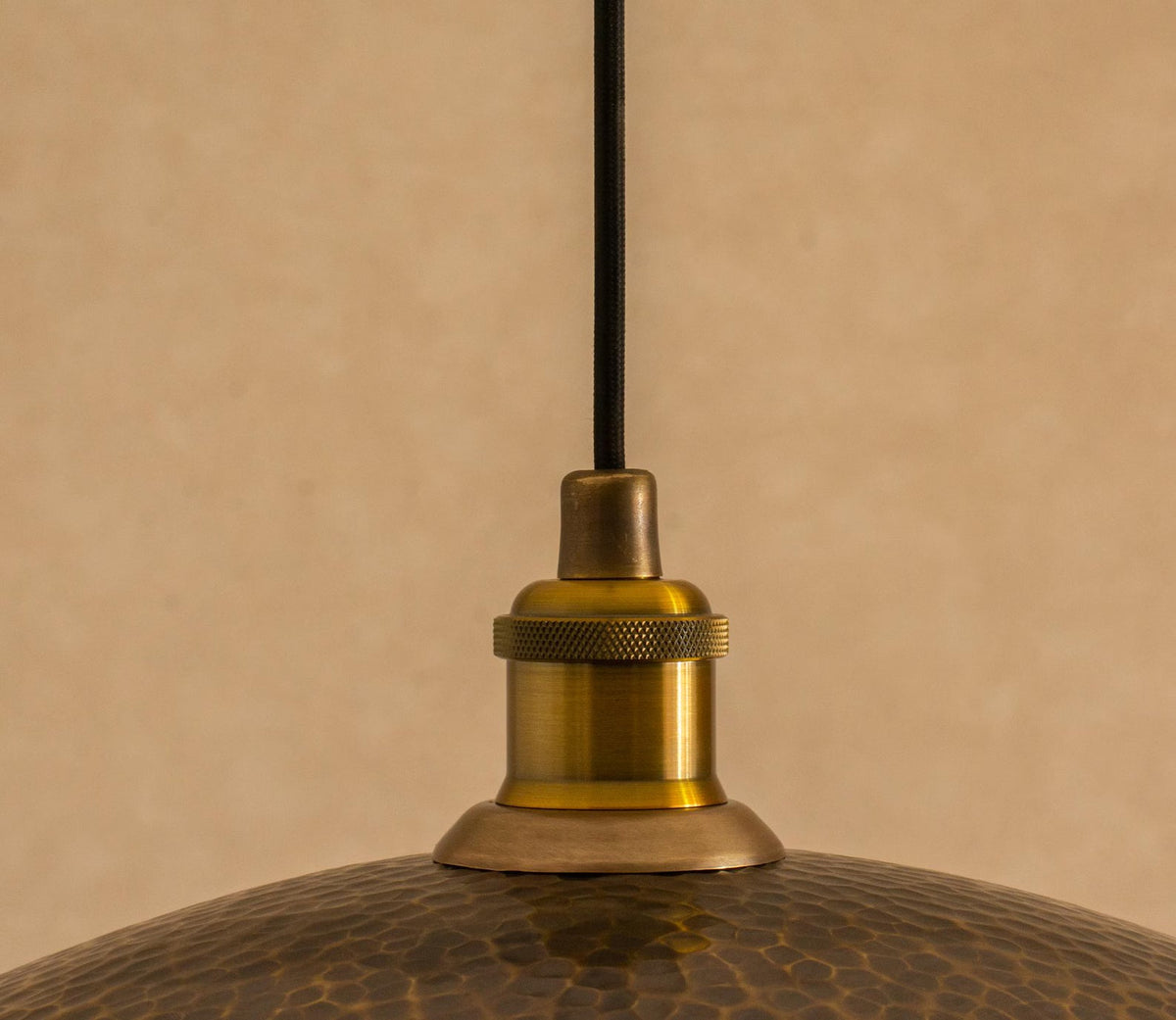Hammered Pendant Light, Aged Brass Ceiling Shade, Hanging Dish Lamp