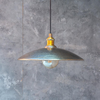Hammered Pendant Light, Hanging Light Fixture, Brass Ceiling Light, Headhat Plate Light