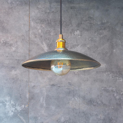 Hammered Pendant Light, Hanging Light Fixture, Brass Ceiling Light, Headhat Plate Light