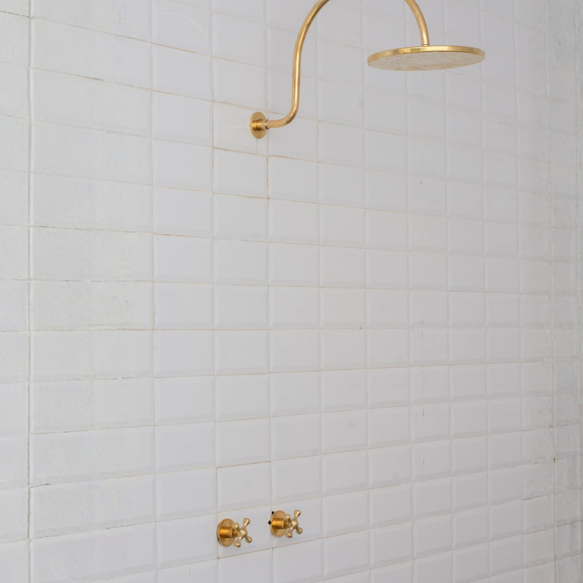 Brass Built-in Shower System,  High Arc Gooseneck Shower Arm With Showerhead