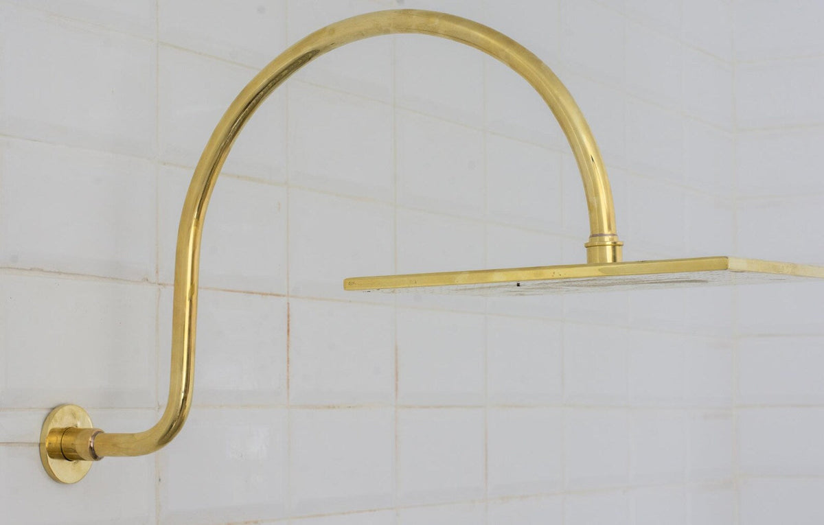 Brass Built-in Shower System,  High Arc Gooseneck Shower Arm With Showerhead
