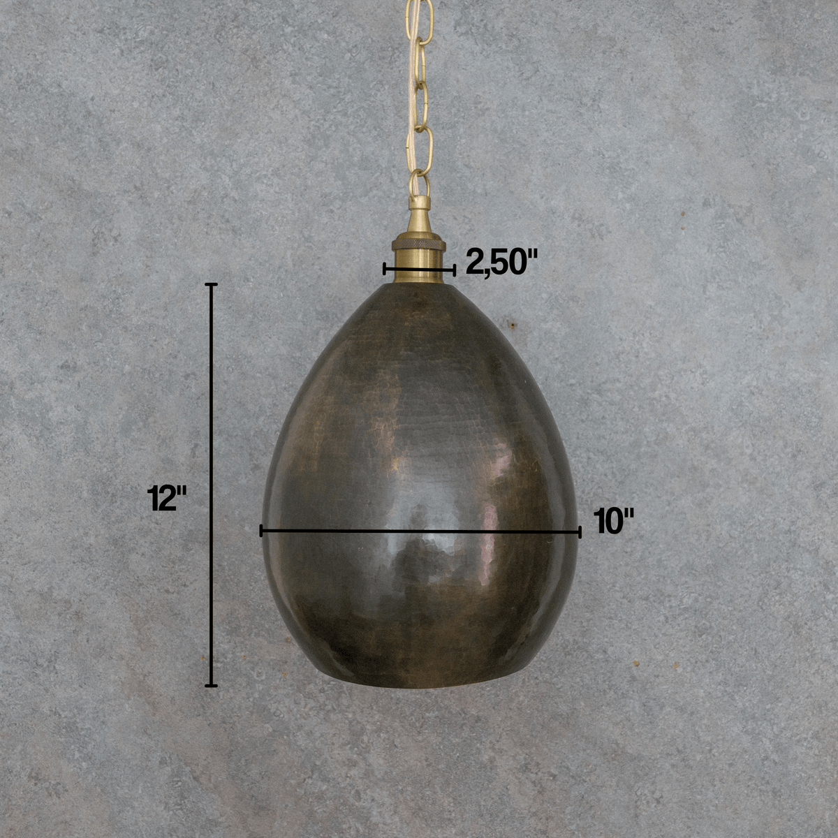 Dark Bronze Teardrop Pendant Light - Hand-Hammered Copper Hanging Lamp for Kitchen & Entryway