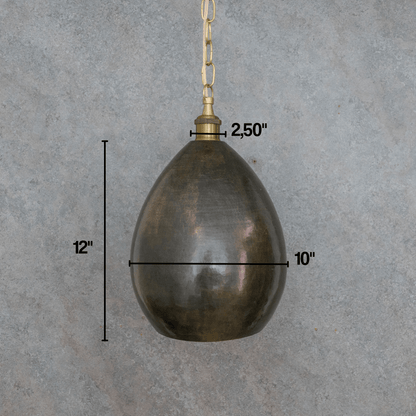 Dark Bronze Teardrop Pendant Light - Hand-Hammered Copper Hanging Lamp for Kitchen & Entryway