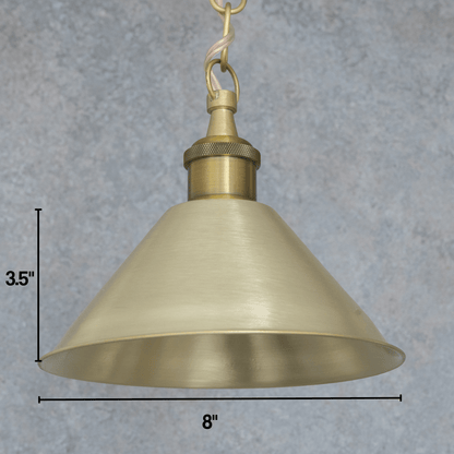 Brushed Brass Minimalist Cone Pendant – Mid-Century Modern Industrial Hanging Light
