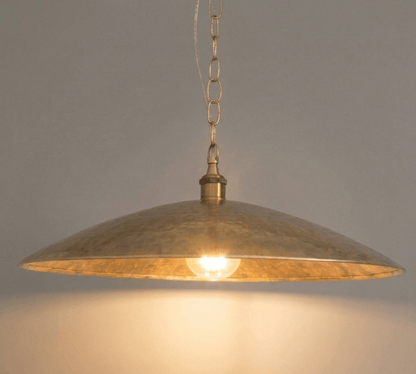 Wide Brass Island Light | Shallow Dome Dining Pendant