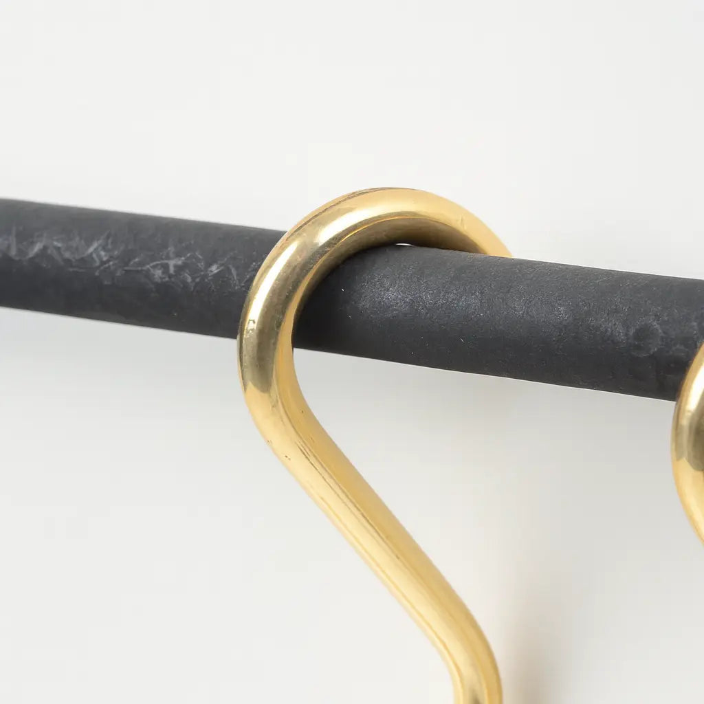 Iron Pot Rail With Brass S-Hooks For Kitchen Storage