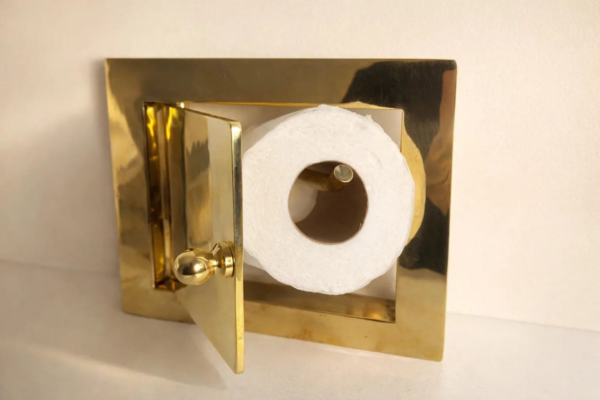 Unlacquered Brass Minimalist Toilet Roll Holder
