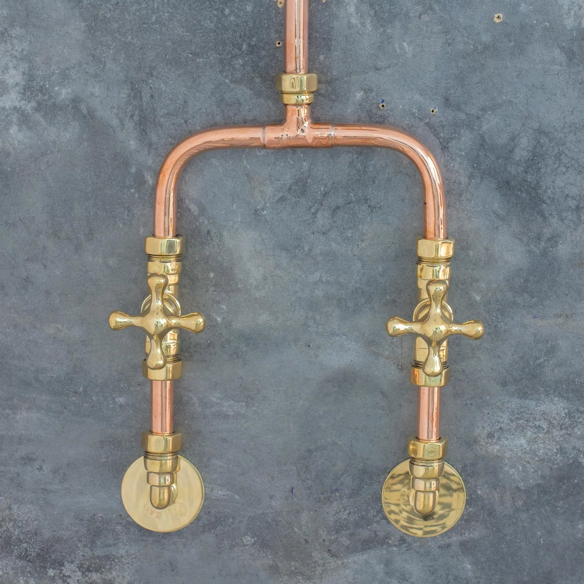 Outdoor Copper Shower Fixture, Copper Rainfall Shower Hot And Cold, Rustic Outdoor Rain Shower