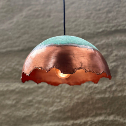 Oxidized Copper Pendant Light, Copper light fixture