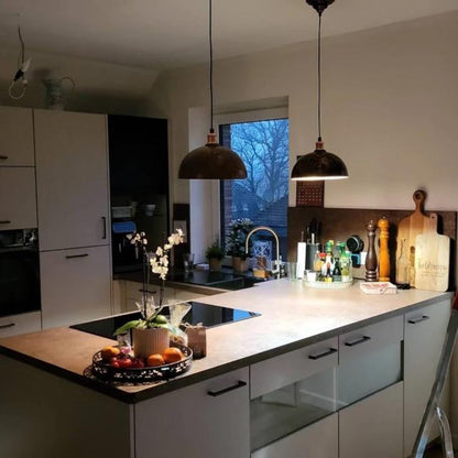 Oxidized Solid Copper Pendant Light, Dome Ceiling Light, Kitchen Island Hanging Light Fixture