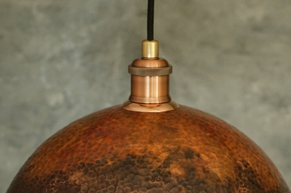 Oxidized Solid Copper Pendant Light, Dome Ceiling Light, Kitchen Island Hanging Light Fixture