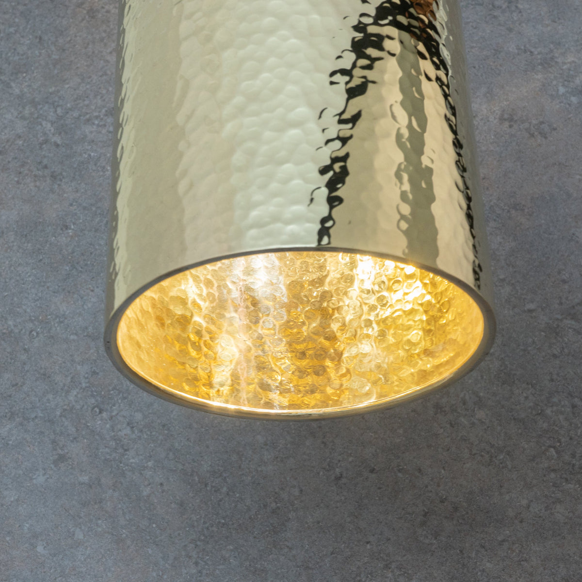 Handcrafted Hammered Brass Cylinder Pendant Light | Modern Tube Lamp
