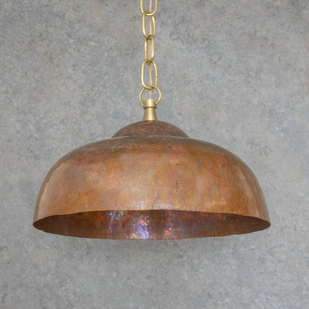 Tiered Copper Dome: Solid Hand-Forged Artisan Lighting with Aged Patina Finish