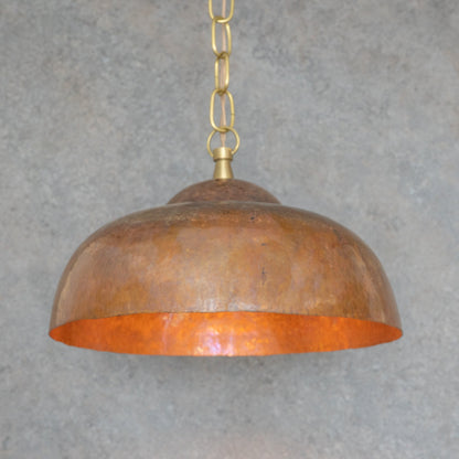 Tiered Copper Dome: Solid Hand-Forged Artisan Lighting with Aged Patina Finish