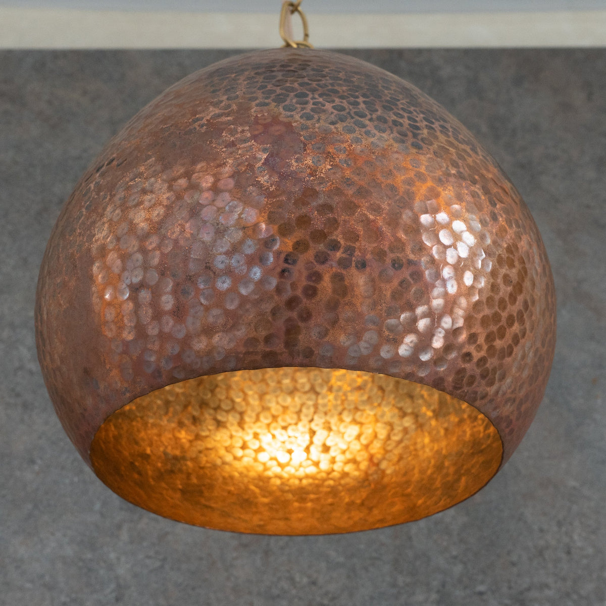 Hand-Hammered Solid Copper Teardrop Pendant Light - Moroccan Brass Fixture for Kitchen Islands & Dining Rooms