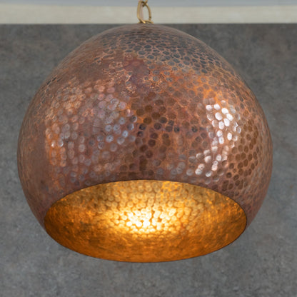 Hand-Hammered Solid Copper Teardrop Pendant Light - Moroccan Brass Fixture for Kitchen Islands & Dining Rooms