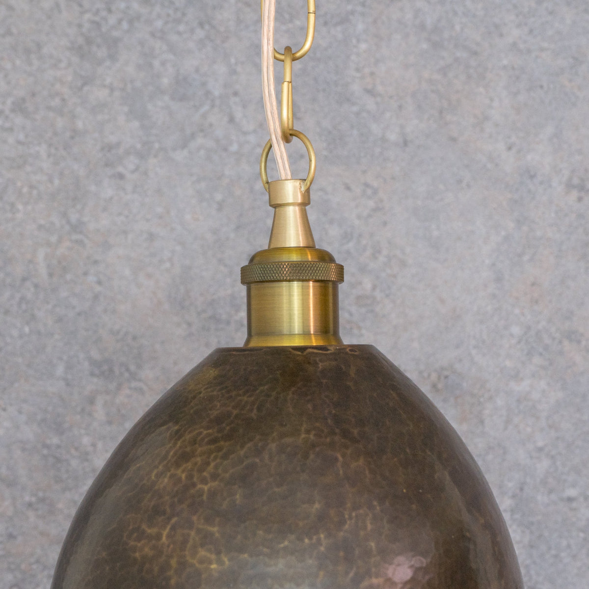 Dark Bronze Teardrop Pendant Light - Hand-Hammered Copper Hanging Lamp for Kitchen & Entryway