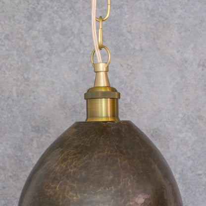 Dark Bronze Teardrop Pendant Light - Hand-Hammered Copper Hanging Lamp for Kitchen & Entryway