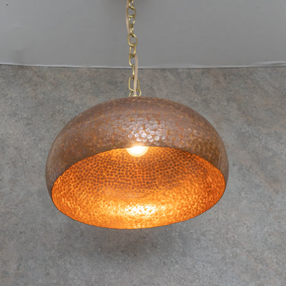 Copper Hammered Dome Pendant – Handcrafted Industrial Moroccan Hanging Light