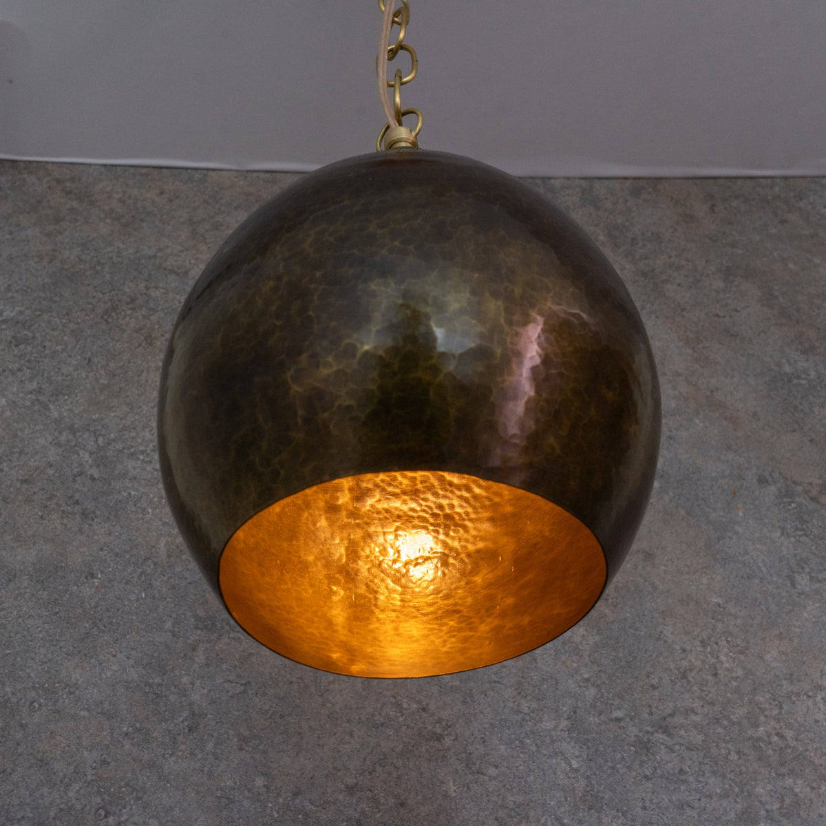 Dark Bronze Teardrop Pendant Light - Hand-Hammered Copper Hanging Lamp for Kitchen & Entryway