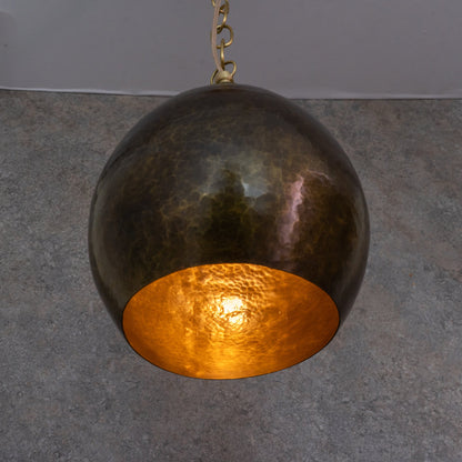 Dark Bronze Teardrop Pendant Light - Hand-Hammered Copper Hanging Lamp for Kitchen & Entryway