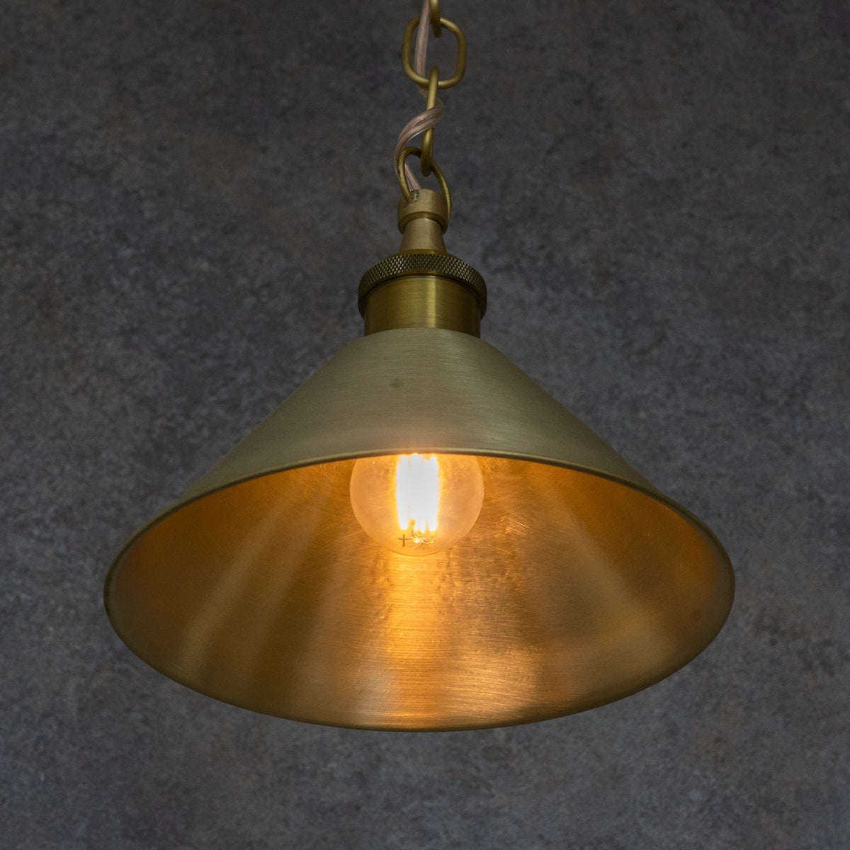 Brushed Brass Minimalist Cone Pendant – Mid-Century Modern Industrial Hanging Light