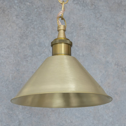 Brushed Brass Minimalist Cone Pendant – Mid-Century Modern Industrial Hanging Light