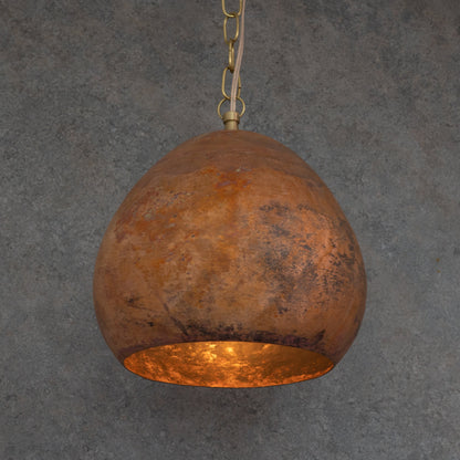 Oxidized Copper Teardrop Pendant | Handcrafted Moroccan Lamp