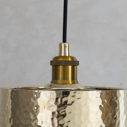Handcrafted Hammered Brass Cylinder Pendant Light | Modern Tube Lamp