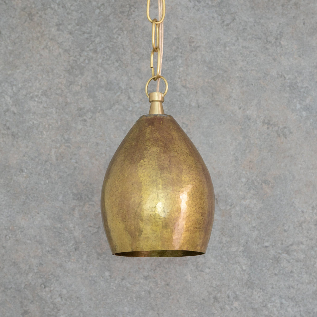 Hand-Forged Brass Teardrop Pendant Light - Organic Tapered Moroccan Hanging Lamp