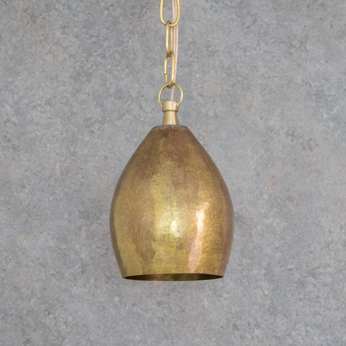 Hand-Forged Brass Teardrop Pendant Light - Organic Tapered Moroccan Hanging Lamp