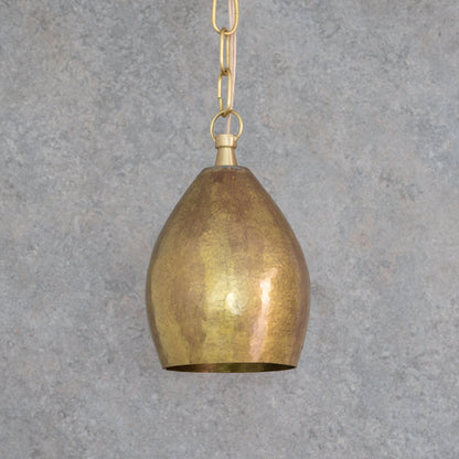 Hand-Forged Brass Teardrop Pendant Light - Organic Tapered Moroccan Hanging Lamp