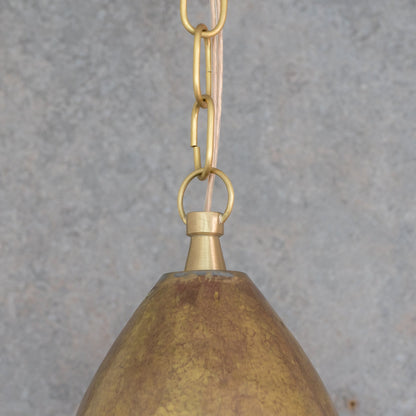 Hand-Forged Brass Teardrop Pendant Light - Organic Tapered Moroccan Hanging Lamp